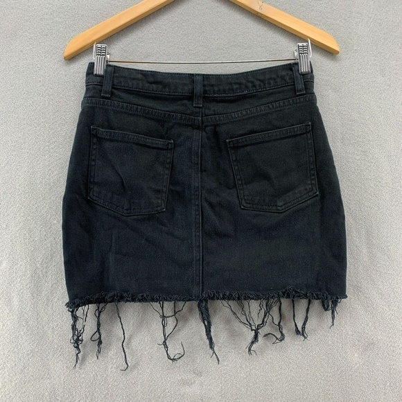 American Apparel Raw Hem Mini Jean Skirt Medium Grunge Rocker Goth Y2K 90s Retro - Picture 2 of 9
